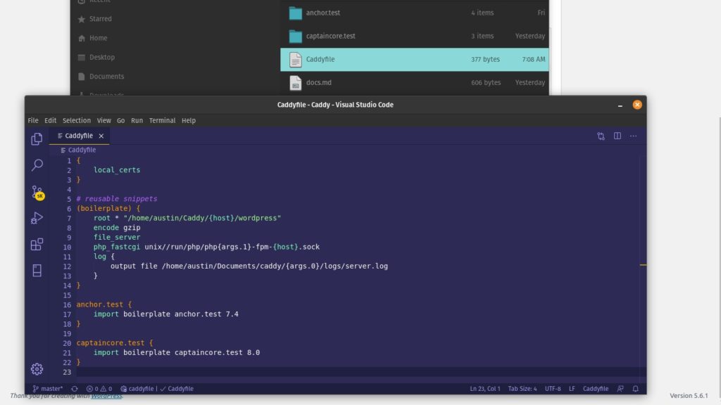 Using Caddy for WordPress Local Development